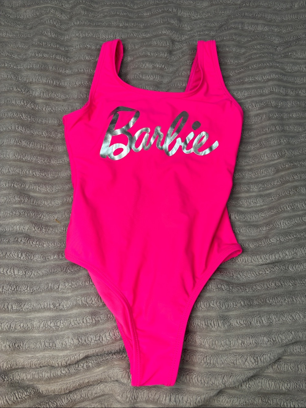 Barbie Hot Pink One-Piece Swimsuit with Silver Logo
